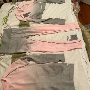 NWT gymshark pink/grey ombré set